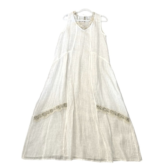 MARILU (Made In India) Cotton Linen Blend Boho Maxi dress Size S - Picture 3 of 7